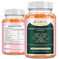 PEFAMNE premium feminine balance gummies pineapple bottle for daily support and easy use.