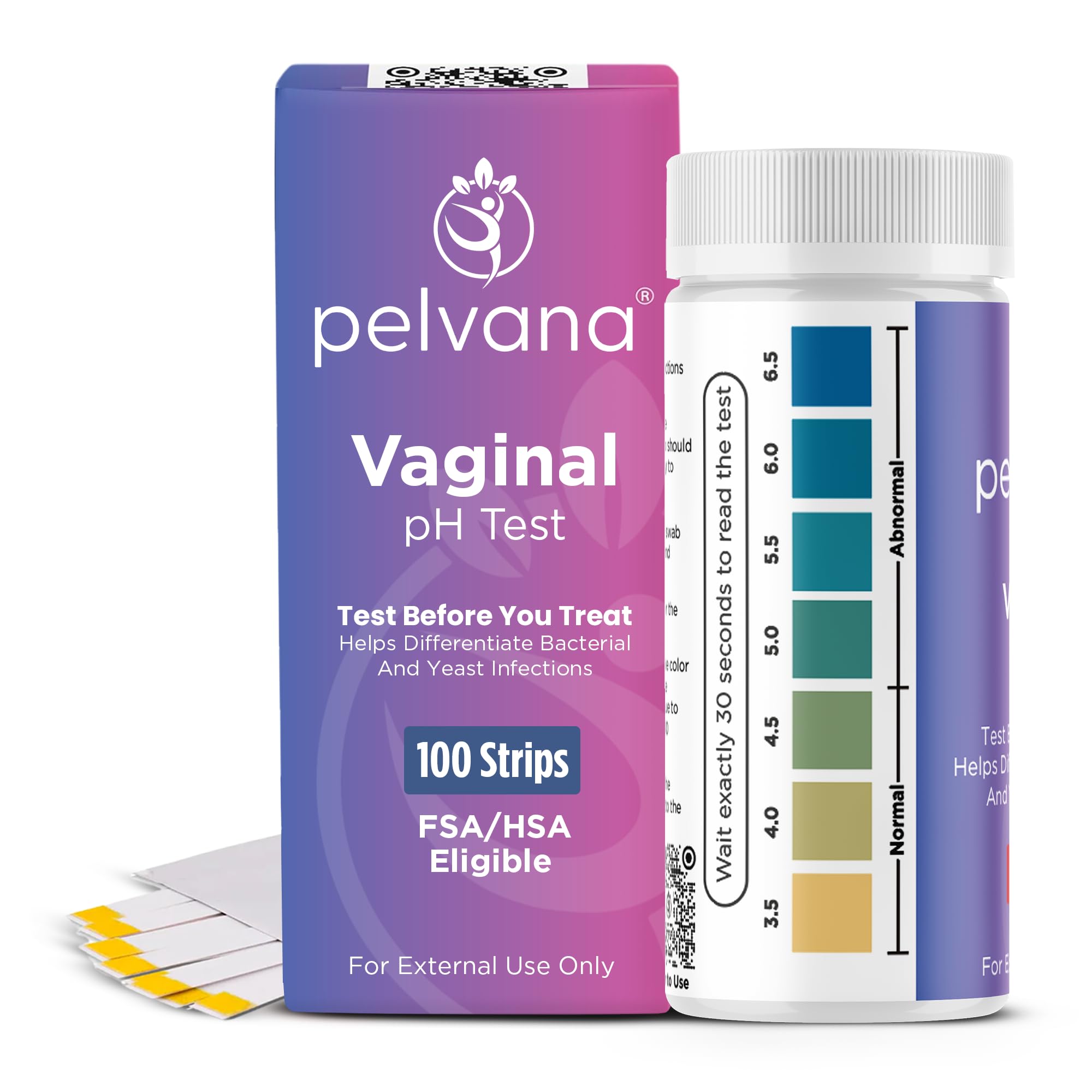 Pelvana vaginal pH test strip collection for at-home clarity on vaginal health.