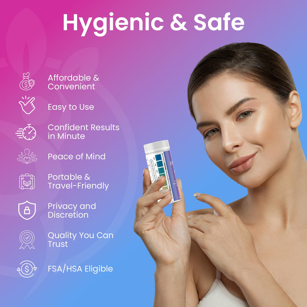 Pelvana vaginal pH test strip packaging for compact at-home testing.