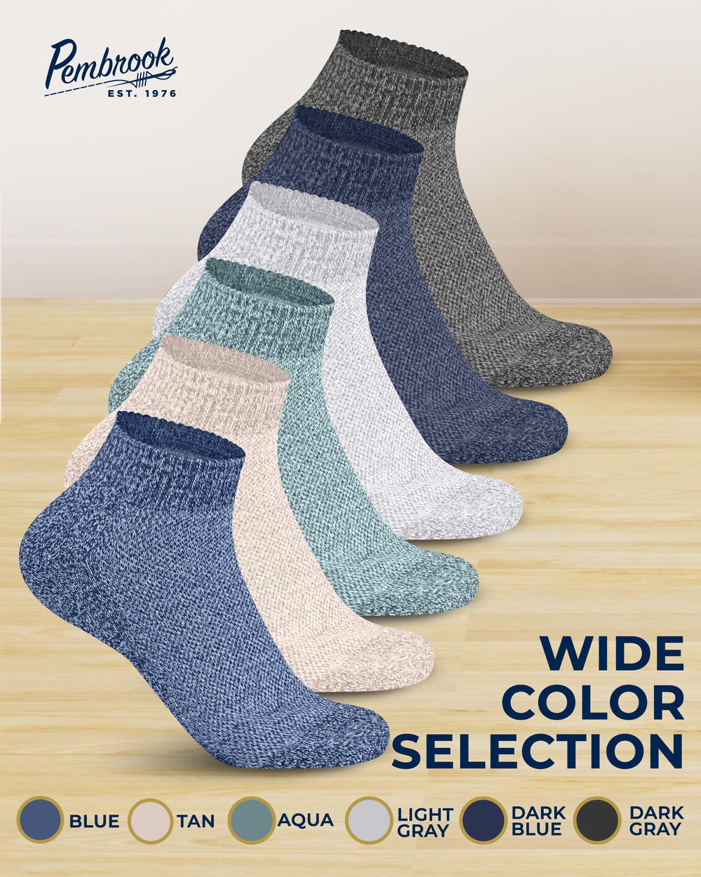 Pembrook Ankle Diabetic Socks in beige blend style with performance features