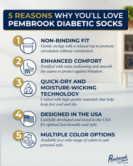 Pembrook ankle diabetic socks pack side view shows stretch top for better fit