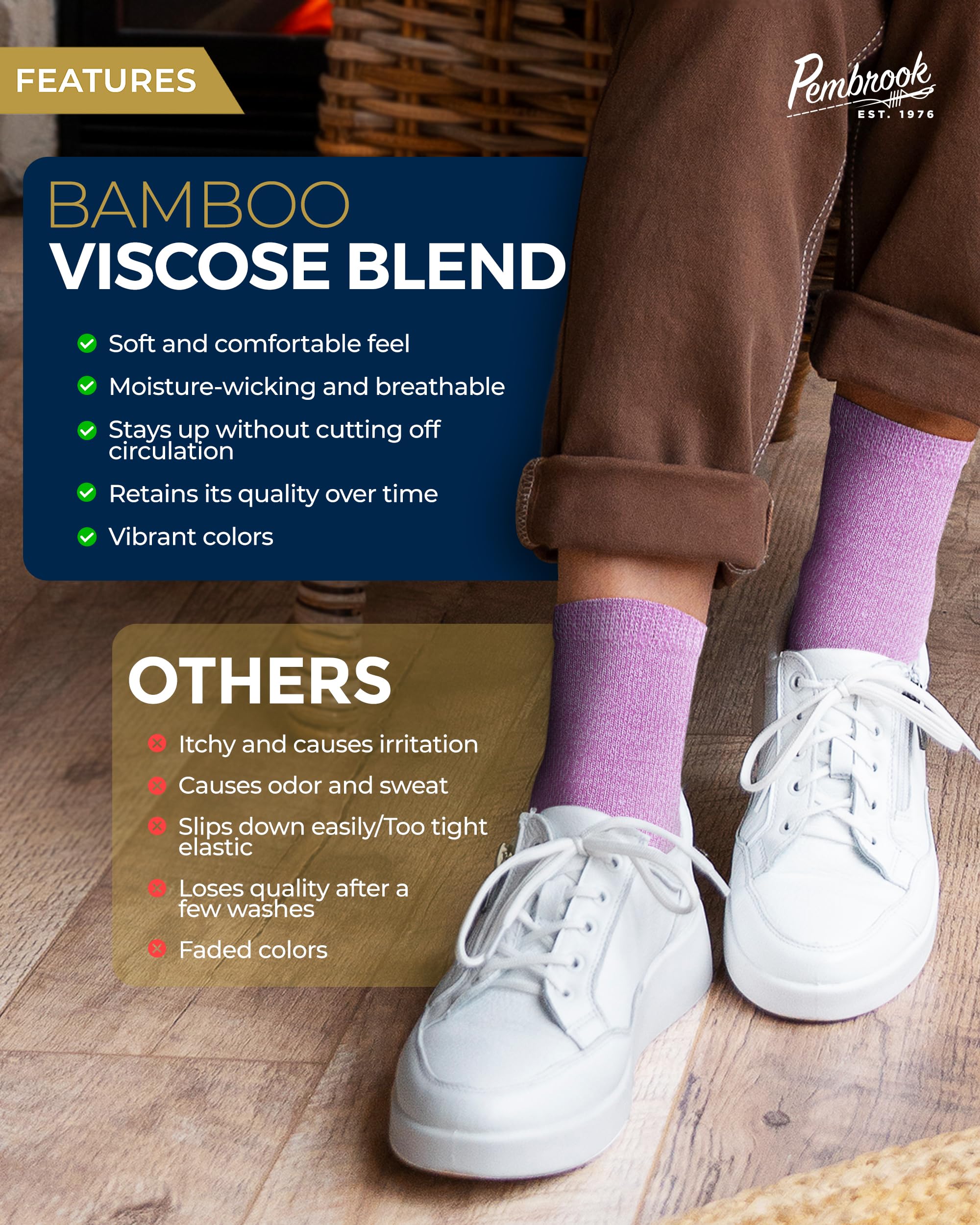 Pembrook ankle diabetic socks purple pack for versatile daily styling and comfort.