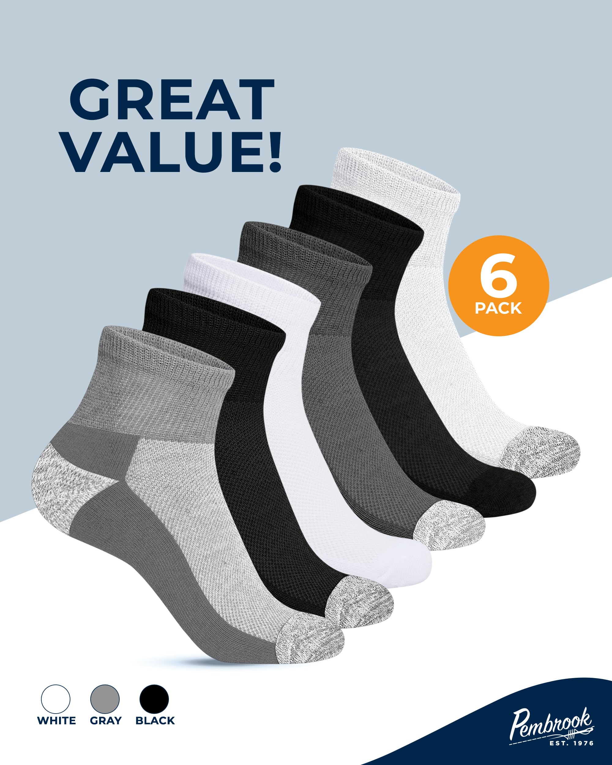 Pembrook ankle diabetic socks available in men’s and women’s sizes.