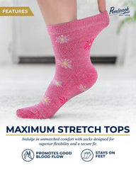 Pembrook ankle socks flowers dark gray – breathable, non-binding top for all-day support.