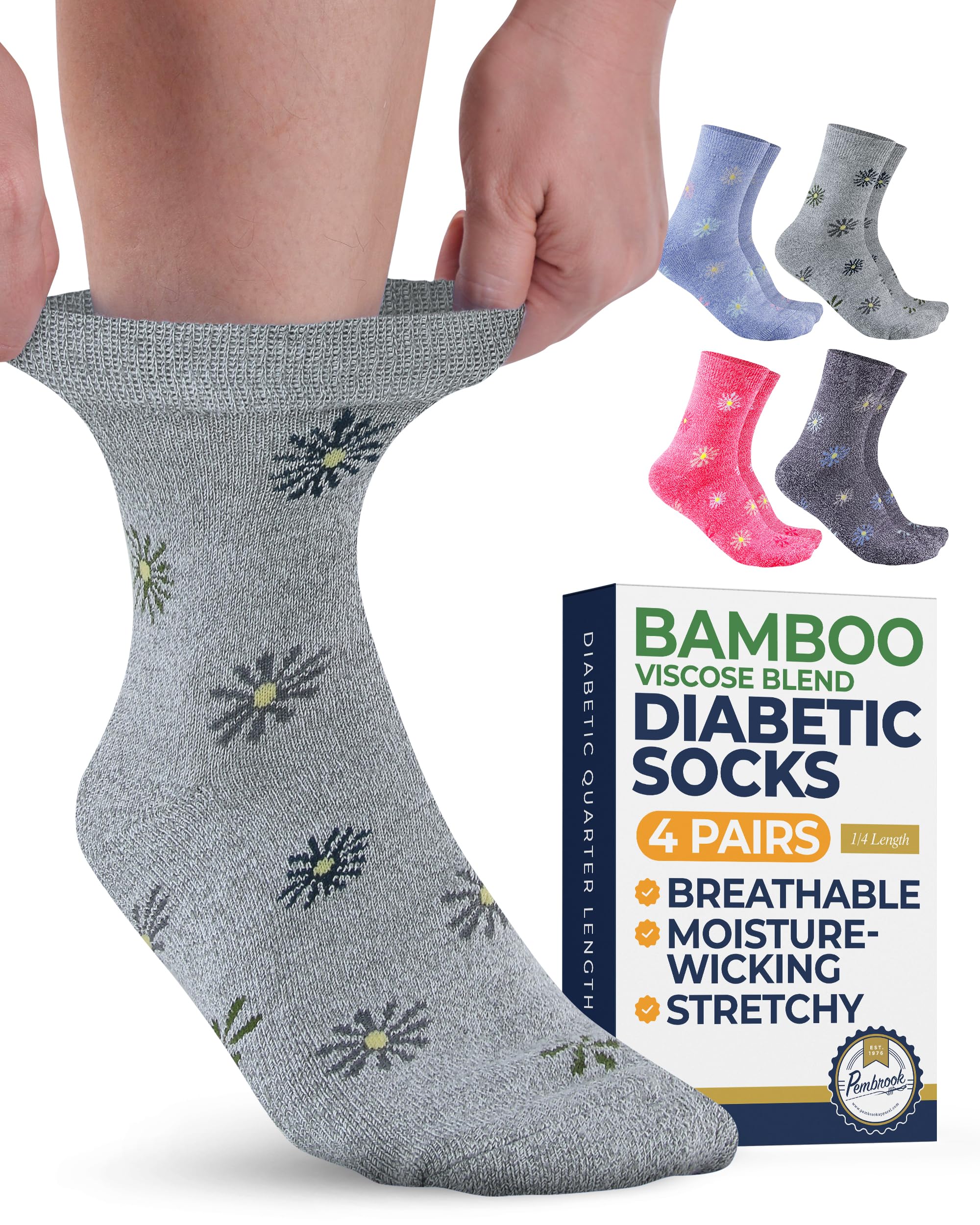 Pembrook ankle socks flowers gray – soft, moisture-wicking comfort for daily wear.
