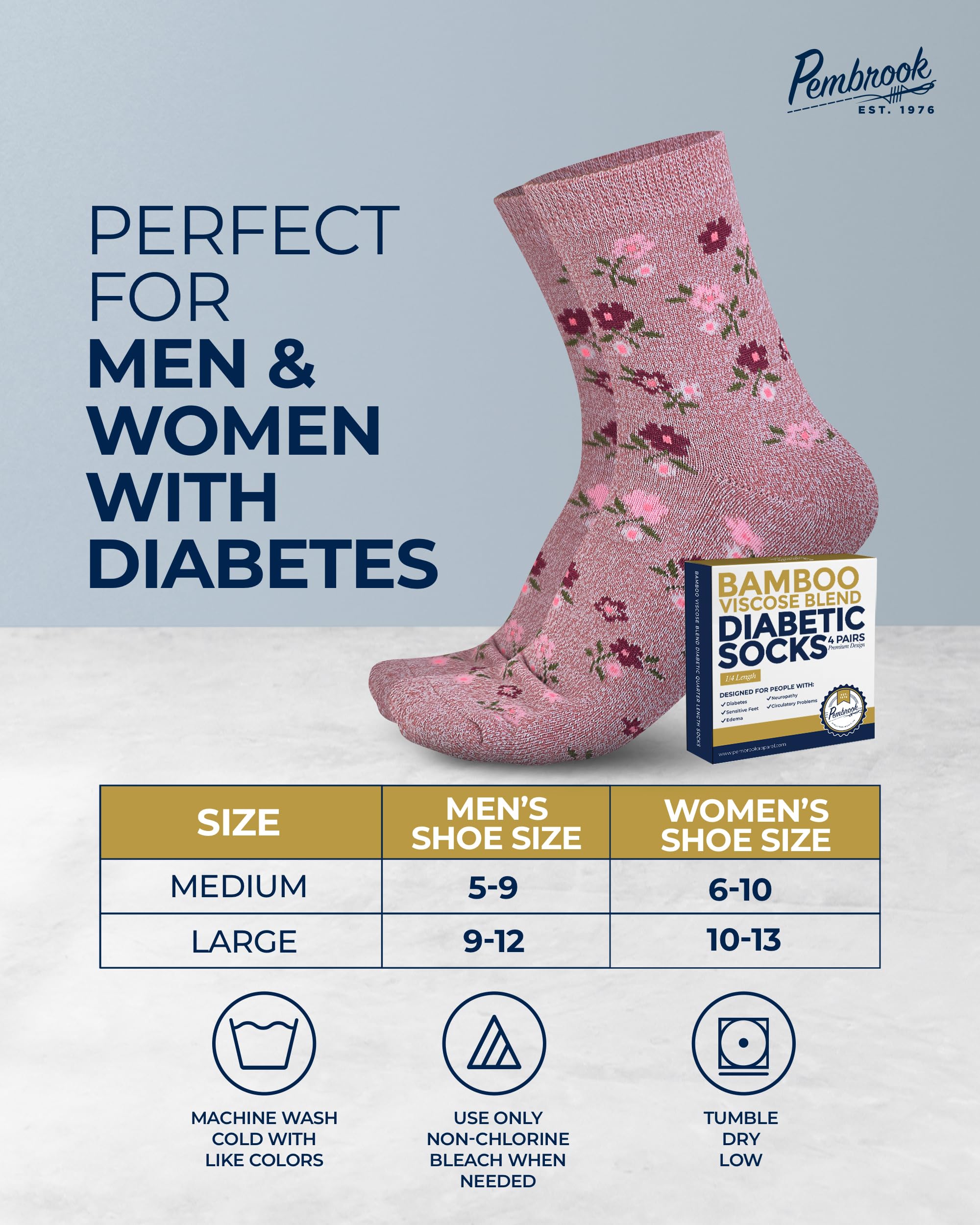 Pembrook machine-washable socks simplify care for everyday wear.