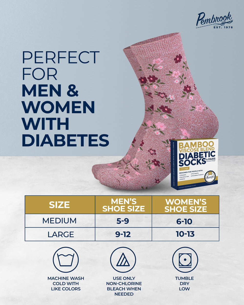 Pembrook machine-washable socks simplify care for everyday wear.