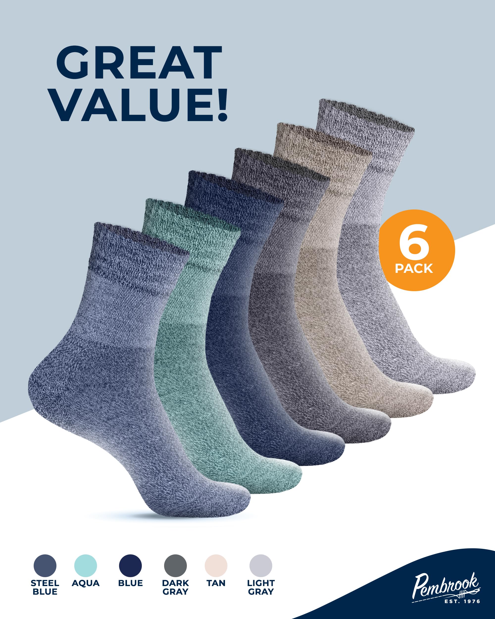 Pembrook bamboo socks color variety shows versatile options for daily wear