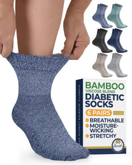 Pembrook bamboo diabetic socks pack front view showing color options and non-binding fit