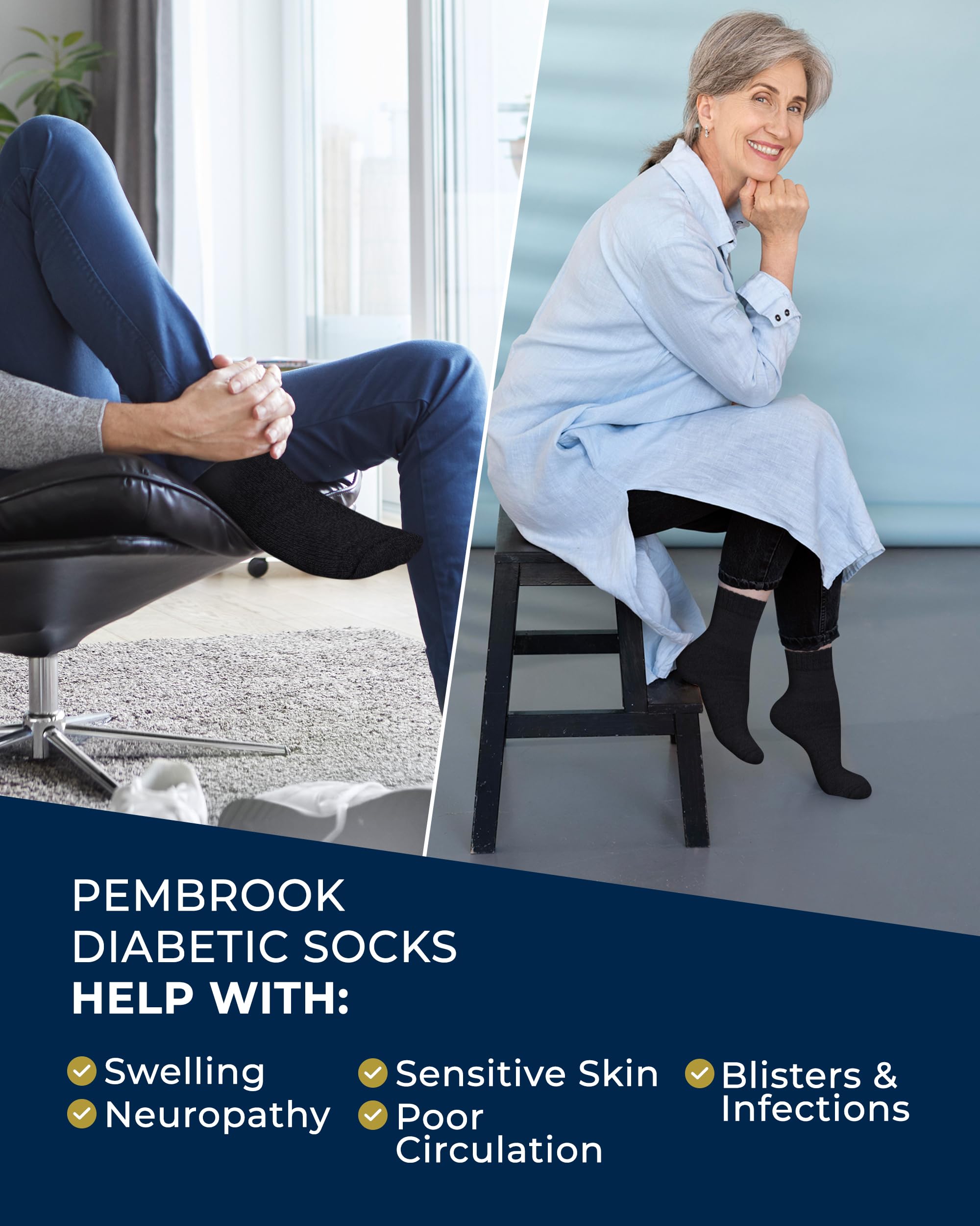 Pembrook moisture-wicking bamboo viscose socks reduce sweat and odor during wear.