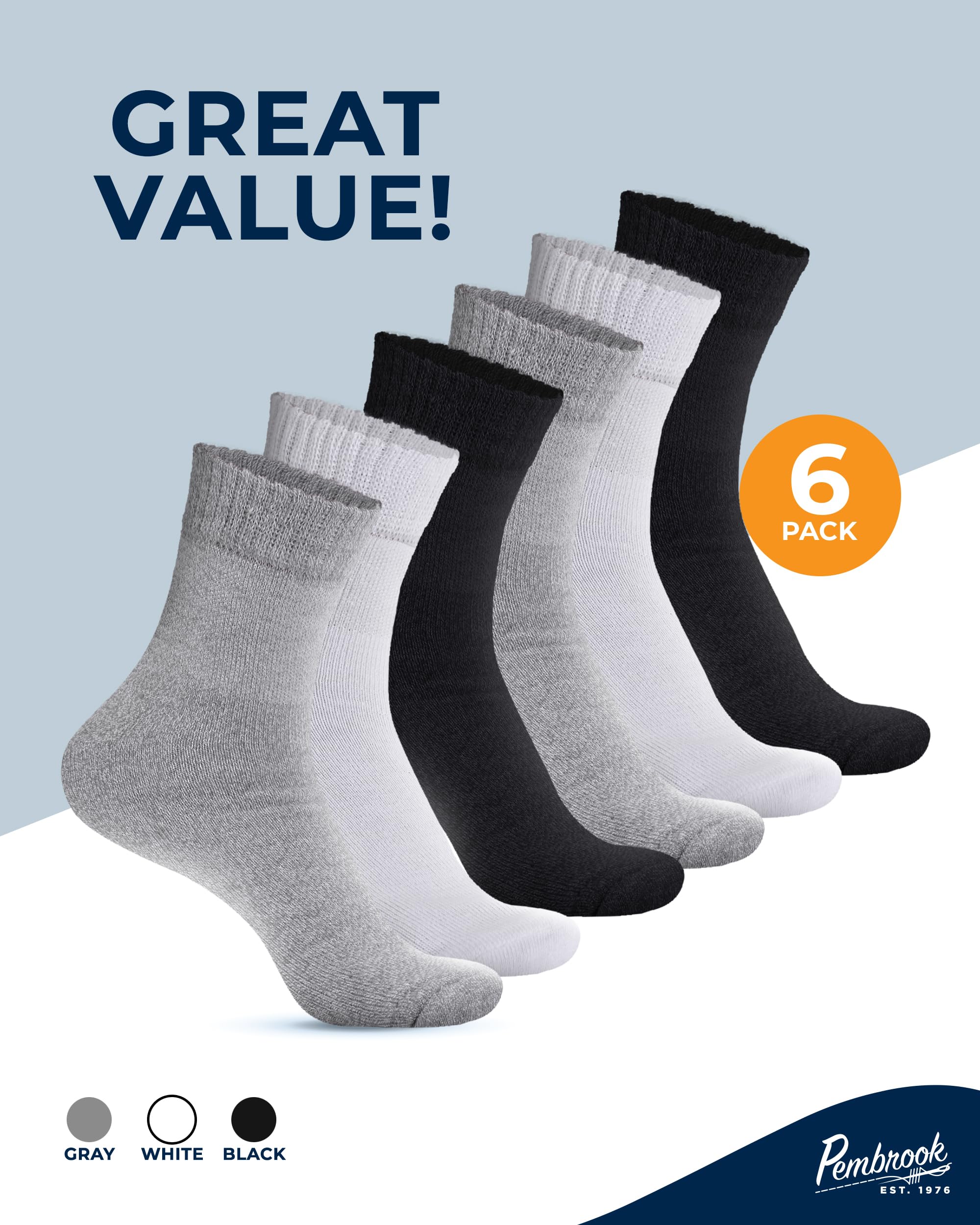 Pembrook diabetic socks ideal for walking, running, and daily wear.