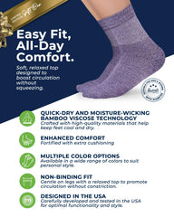 Pembrook bamboo viscose diabetic socks worn by a woman for all-day comfort and edema care.