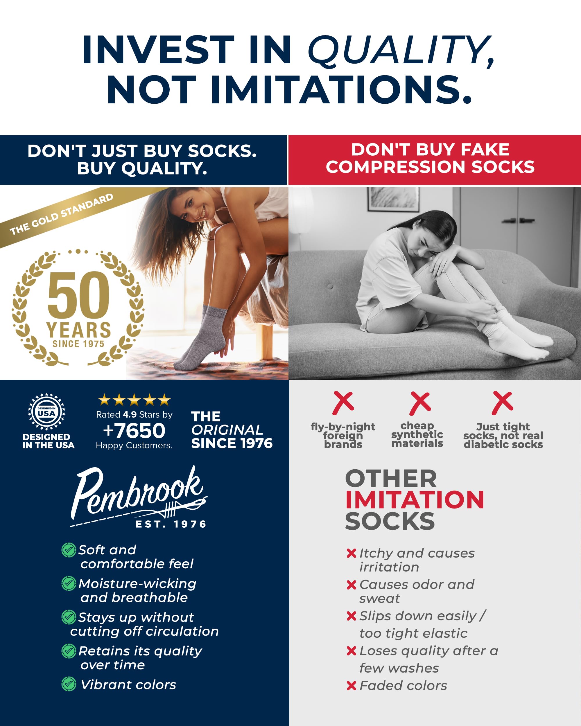 Pembrook Bamboo viscose socks moisture-wicking keeps feet dry.