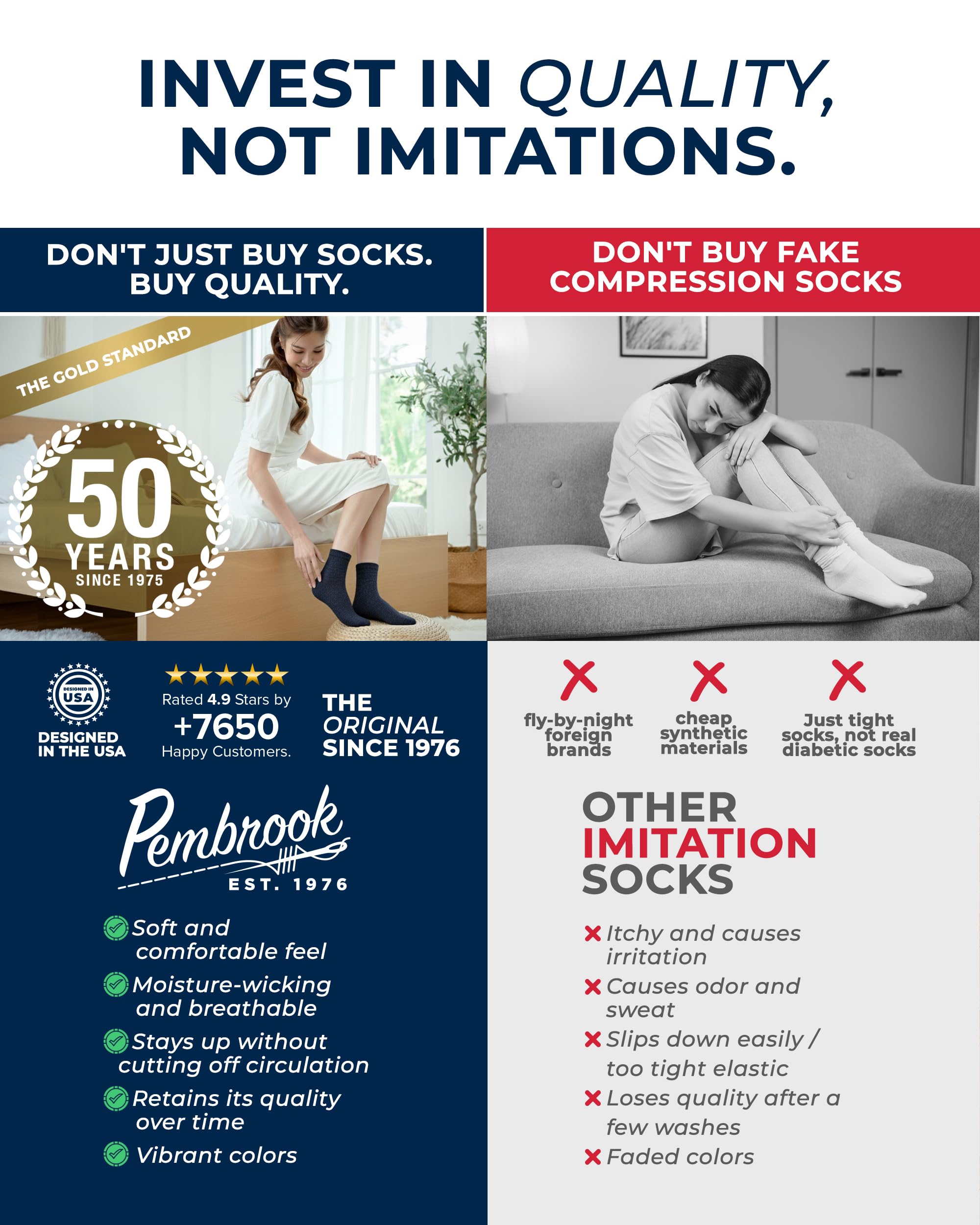 Pembrook breathable mesh top socks keep feet dry during daily activity.
