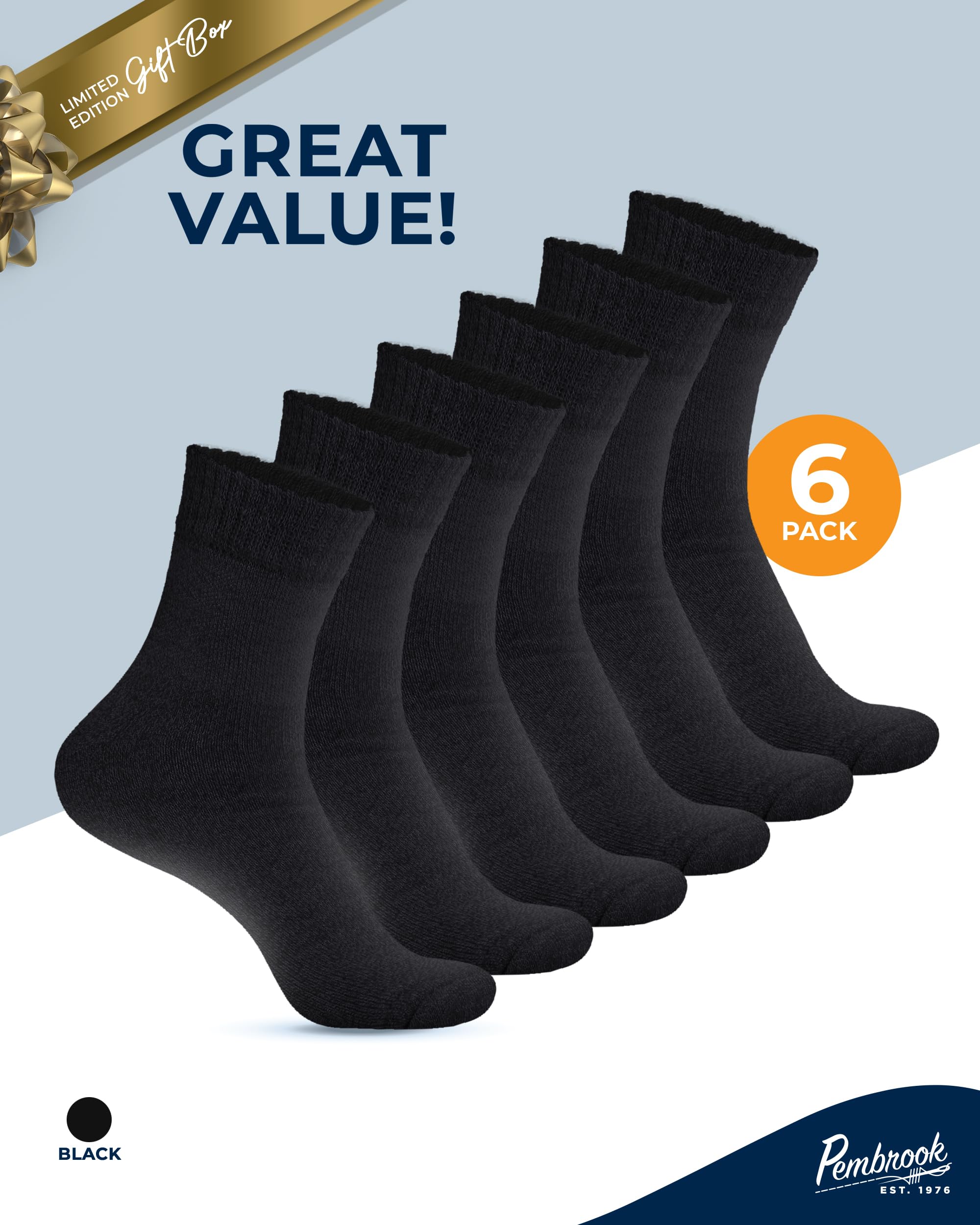 Pembrook breathable bamboo fabric diabetic socks moisture-wicking