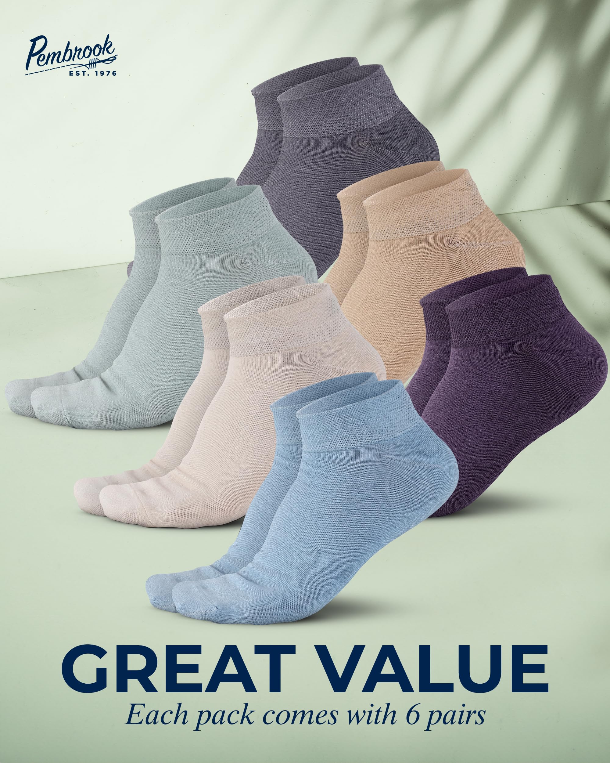 Calcetines Pembrook tobillo, colores azul/granate, ideales para deporte suave