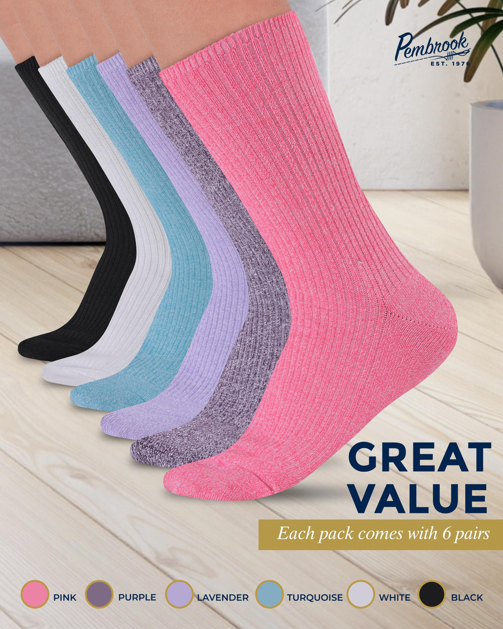 Pembrook cuff design focuses on non-binding comfort and smooth wear throughout the day.