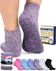 Pembrook diabetic ankle socks with grips on the sole for improved stability.