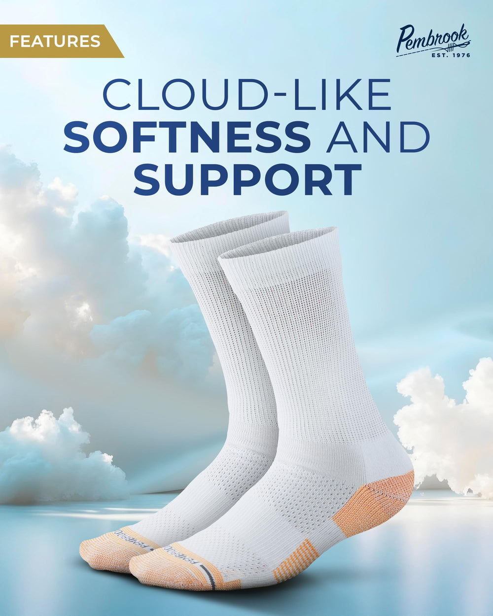 Pembrook diabetic socks close-up highlighting breathable fabric and moisture control.