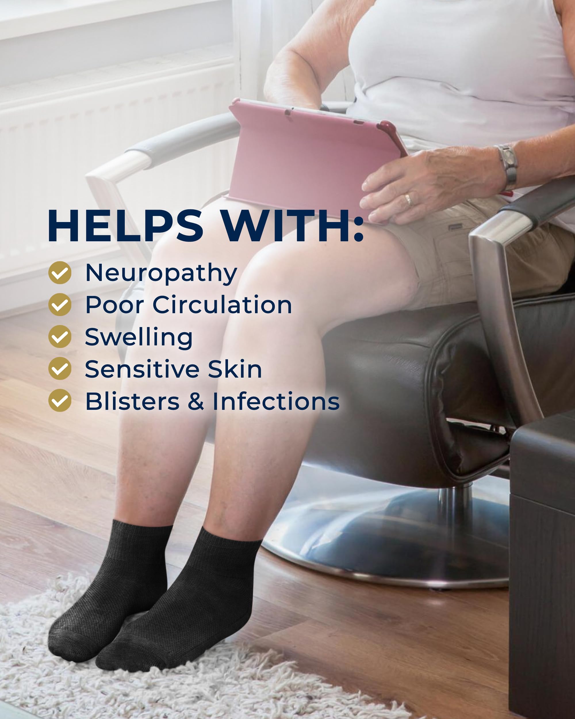 Pembrook diabetic socks breathable mesh top keeps feet dry.