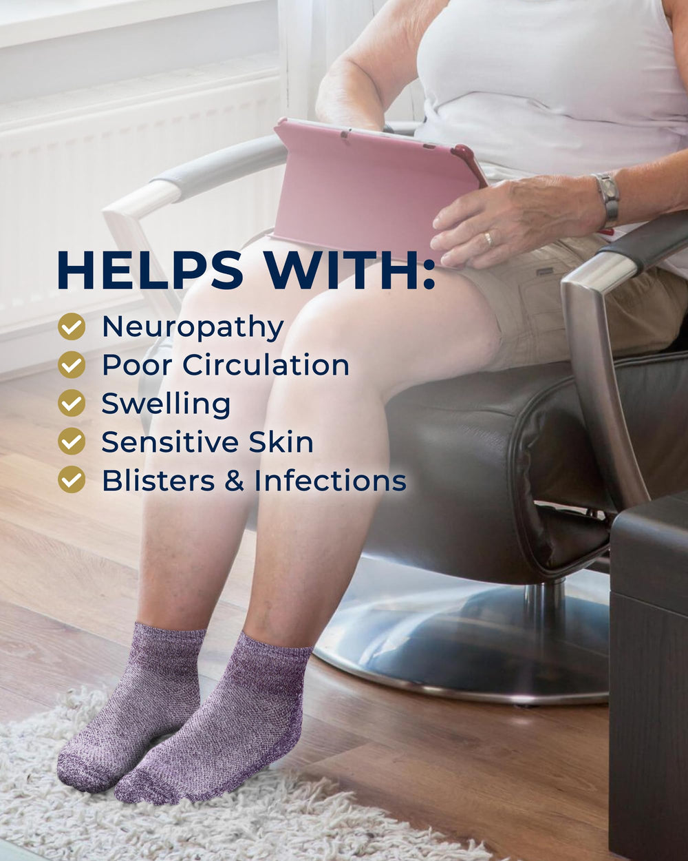 Pembrook diabetic socks highlight breathable mesh top for dry feet.
