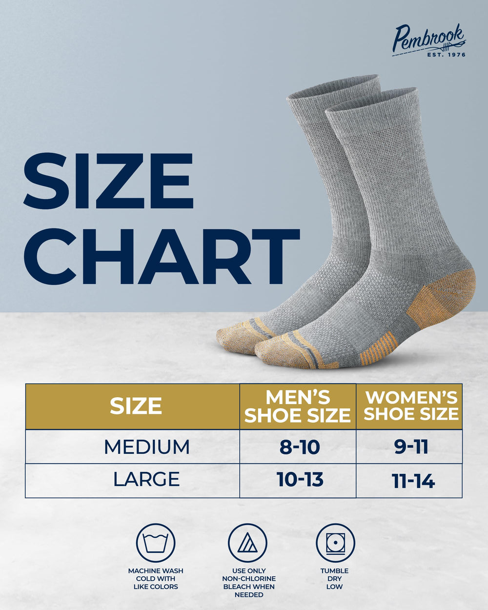 Pembrook diabetic socks care and durability for machine washing.