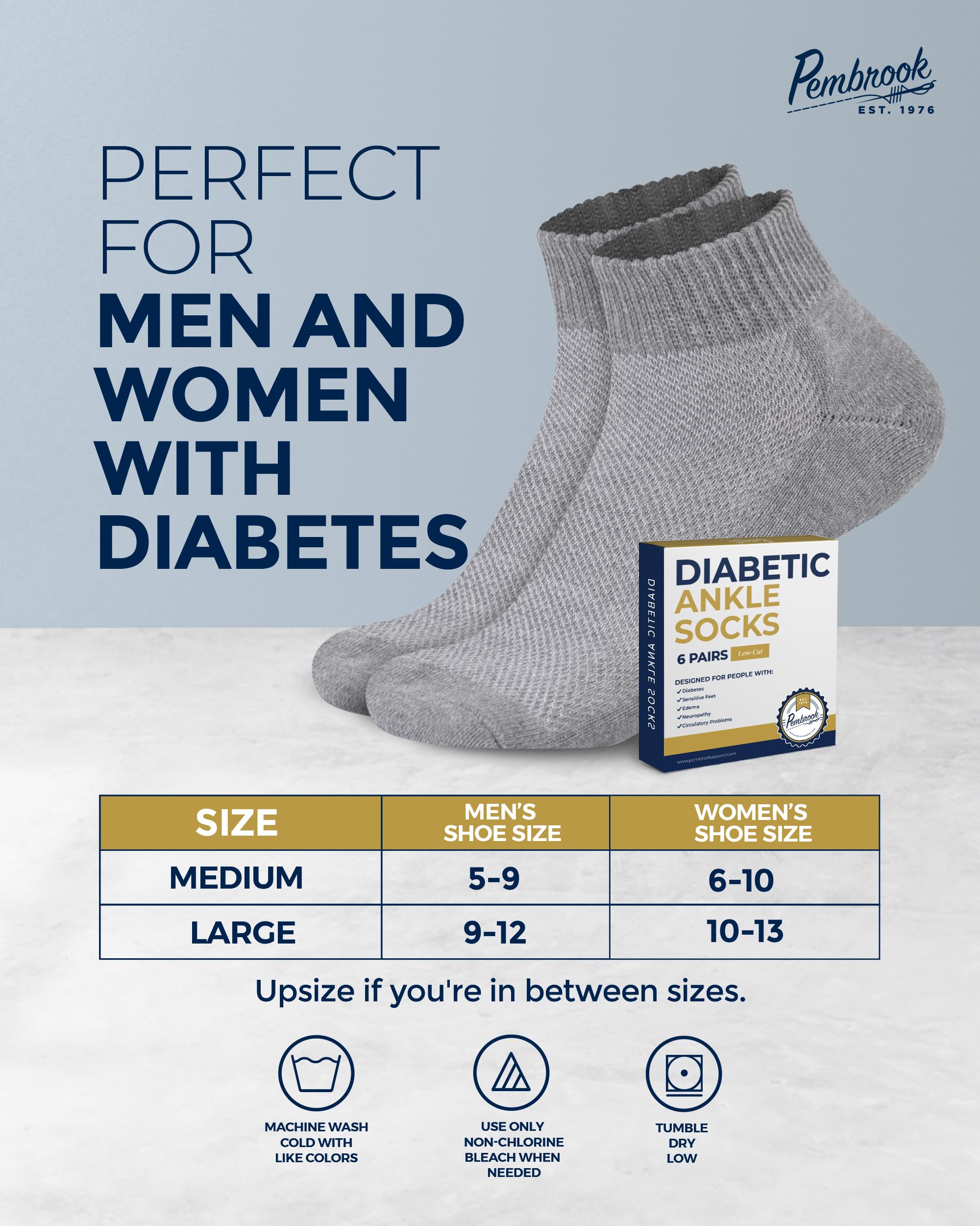 Pembrook ankle diabetic socks color options pack highlights vibrant, durable colorways