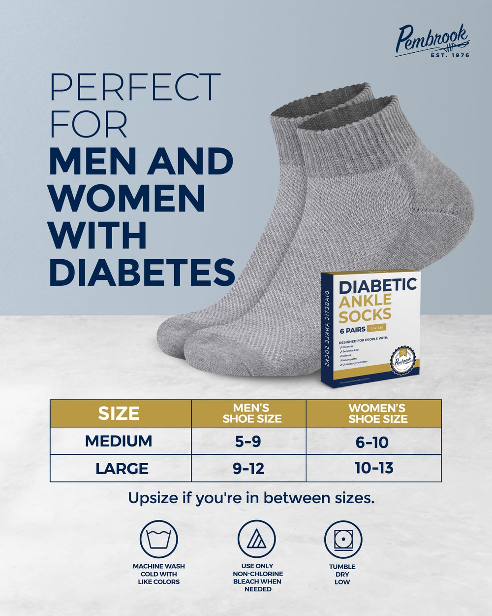Pembrook ankle diabetic socks color options pack highlights vibrant, durable colorways
