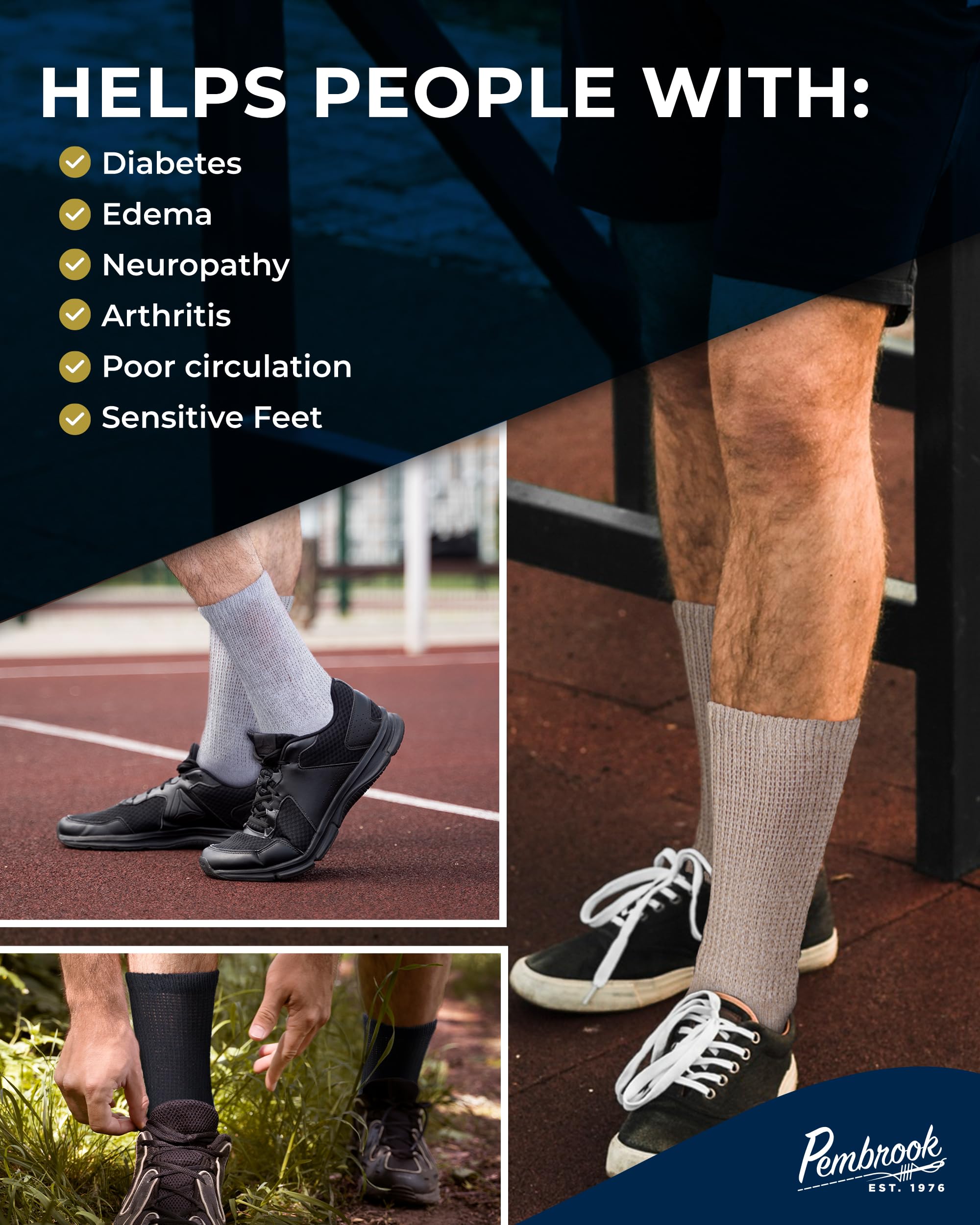 Pembrook diabetic socks color variations in versatile tones for any outfit.