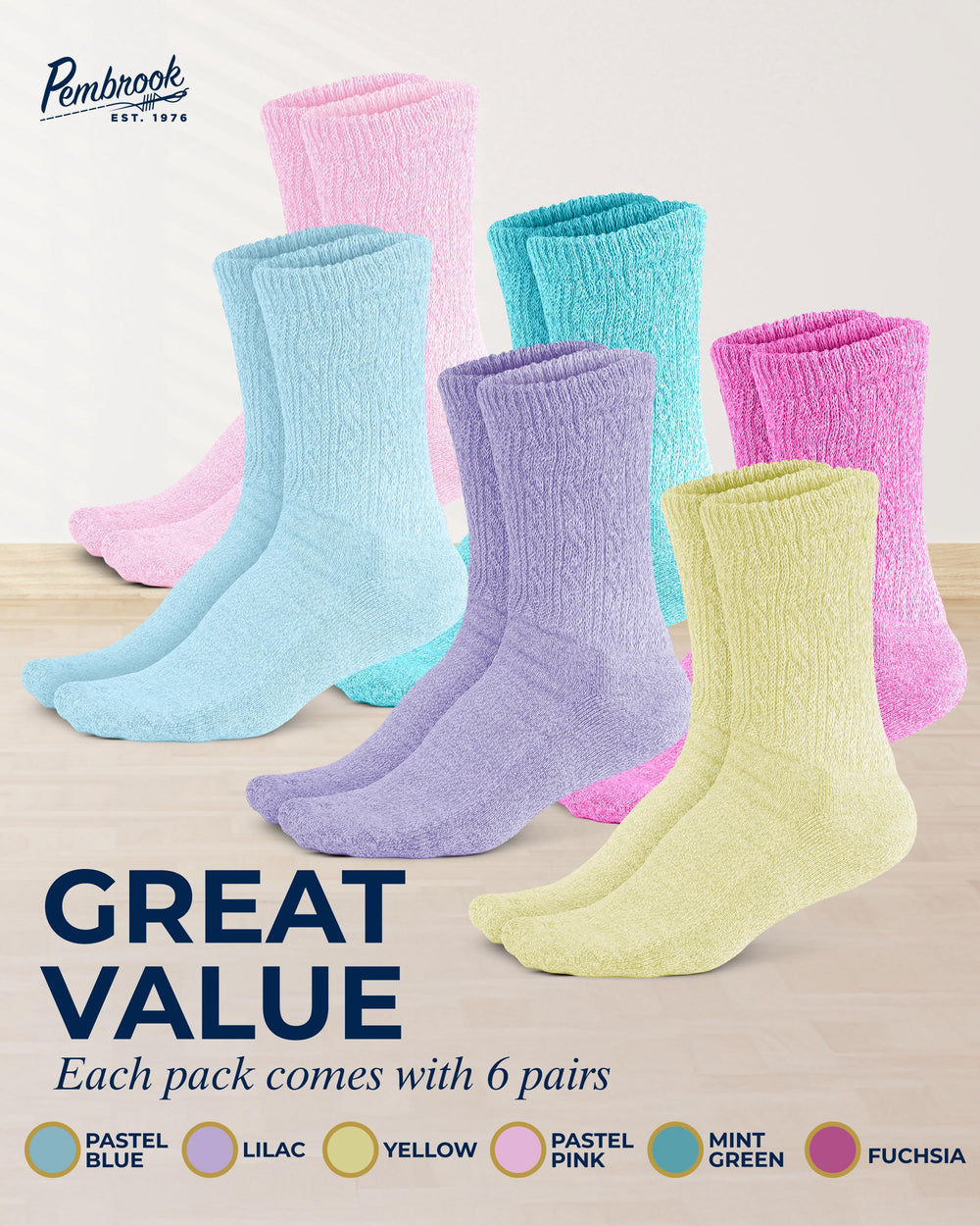 Pembrook color variety pastel pack demonstrates versatile styling options.