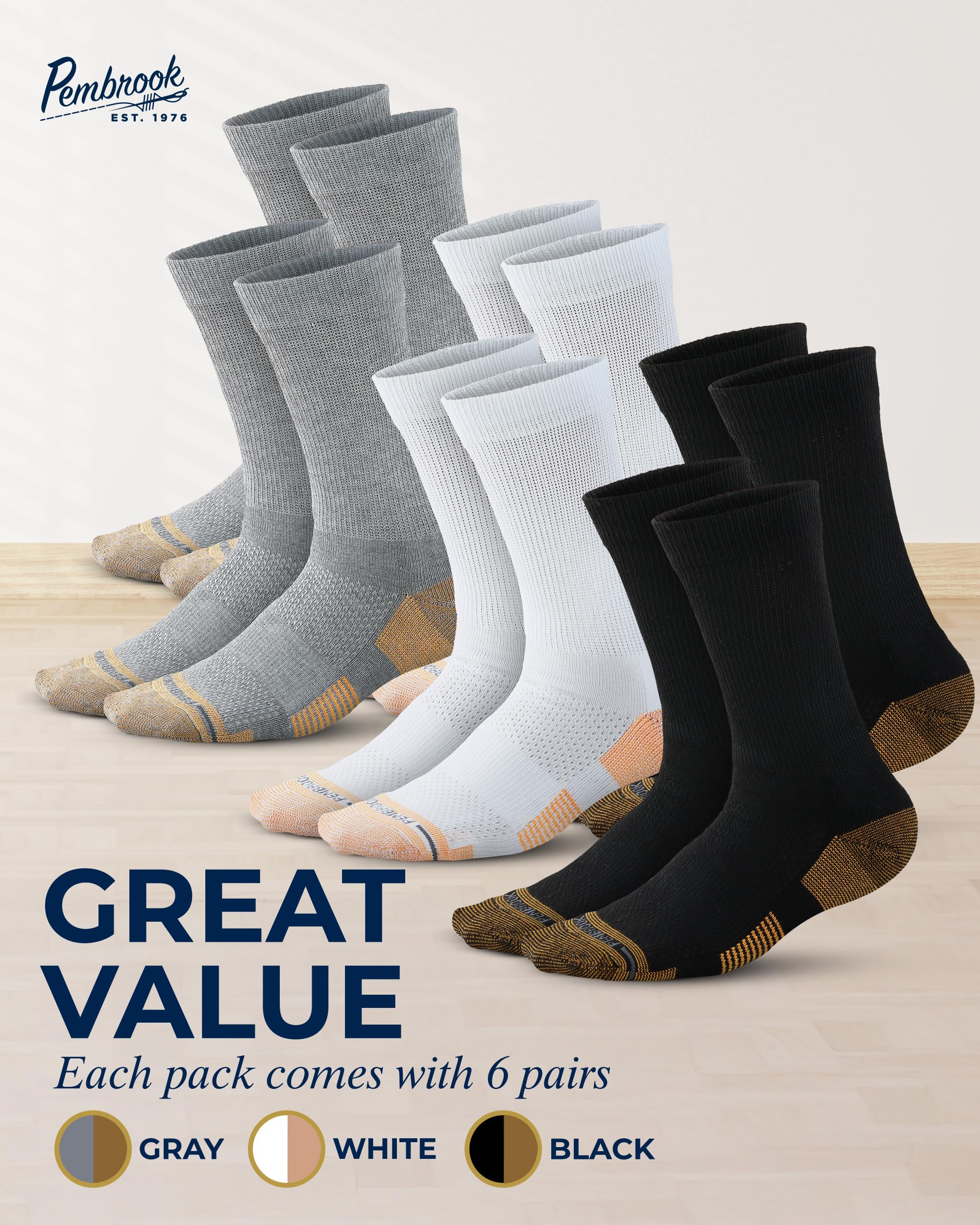 Pembrook diabetic socks colorways display bold, fade-resistant options.