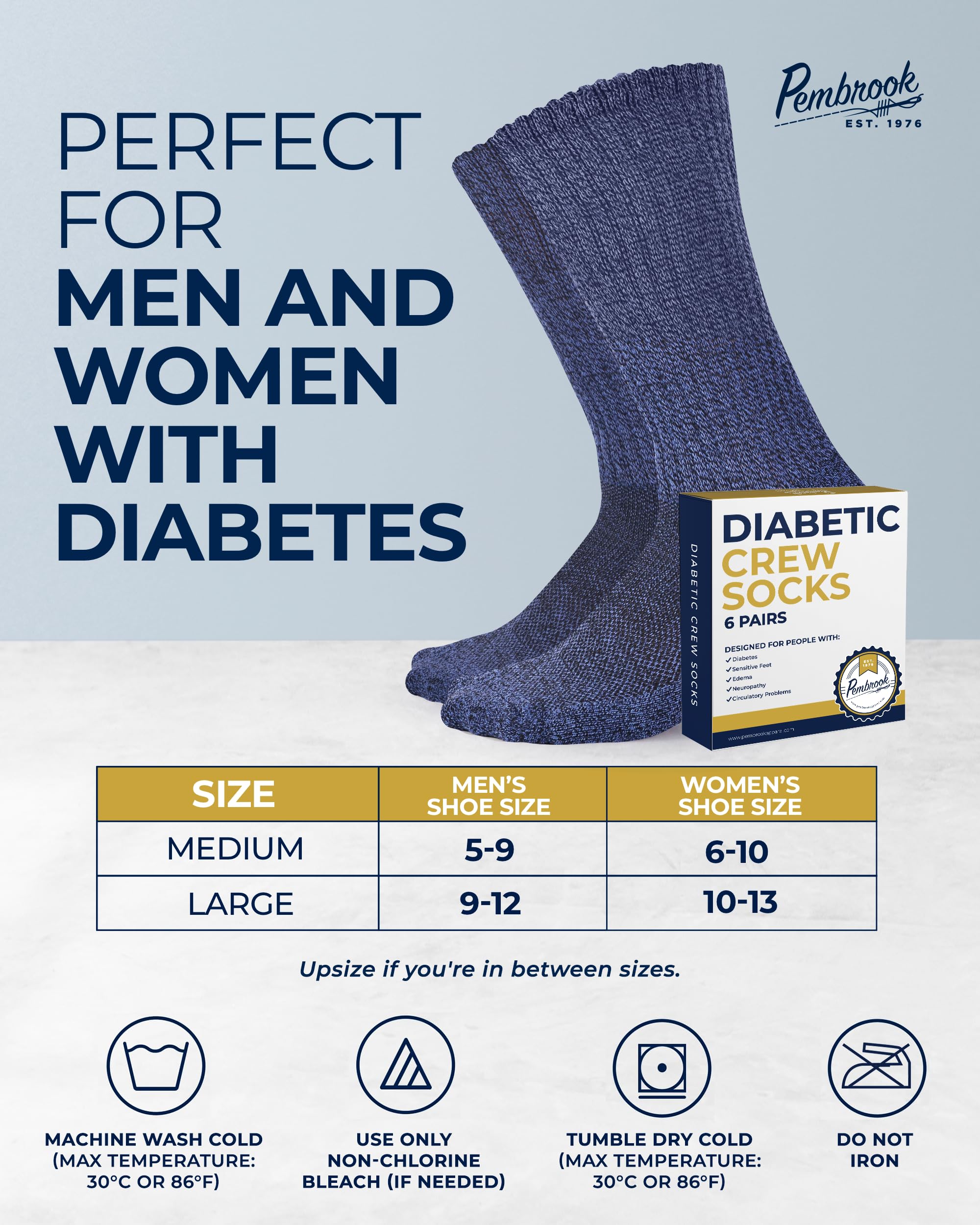 Pembrook diabetic socks on foot demonstrating breathable, dry feet
