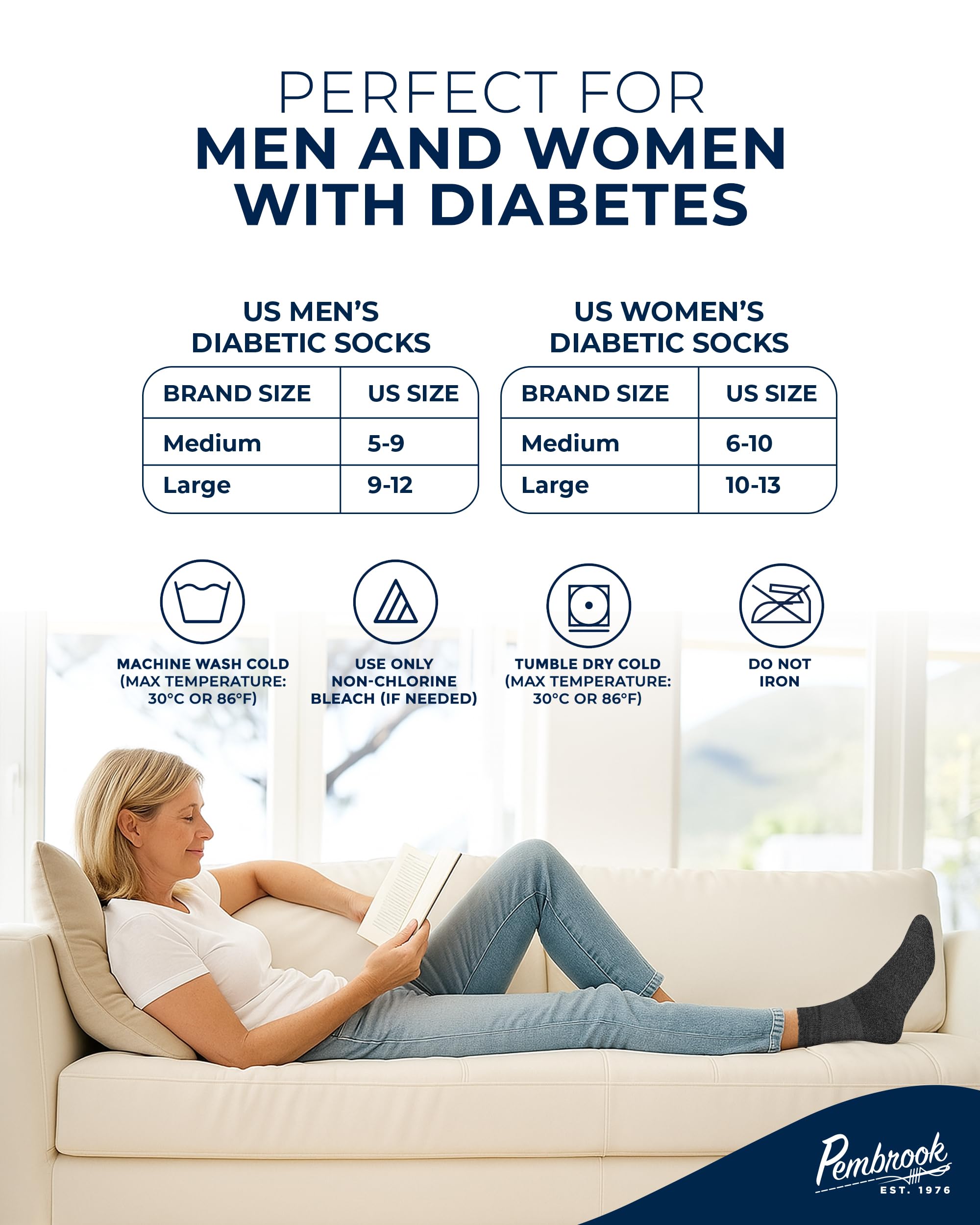 Pembrook Diabetic Socks durable and machine-washable for daily use.