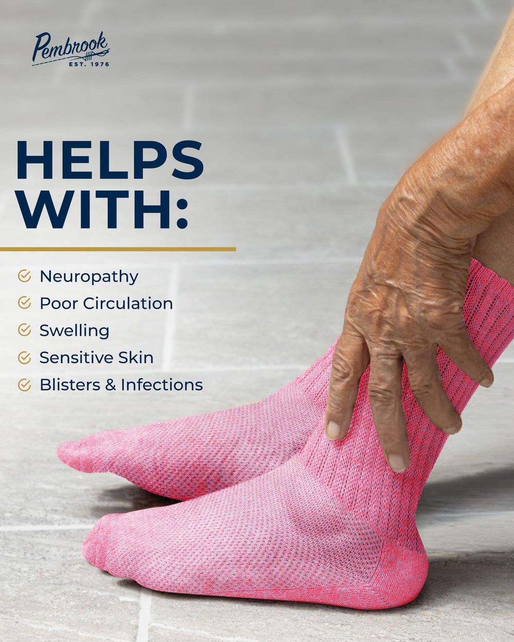 Pembrook socks offer durable, machine-washable construction for everyday reliability.
