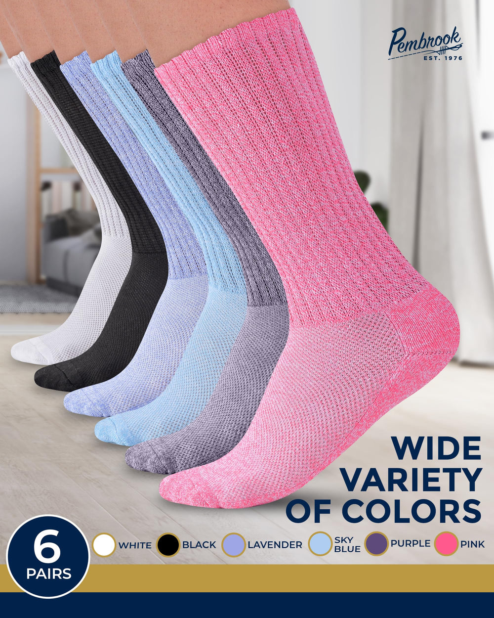 Pembrook Diabetic Socks provide easy-to-pull-on fit for quick dressing.