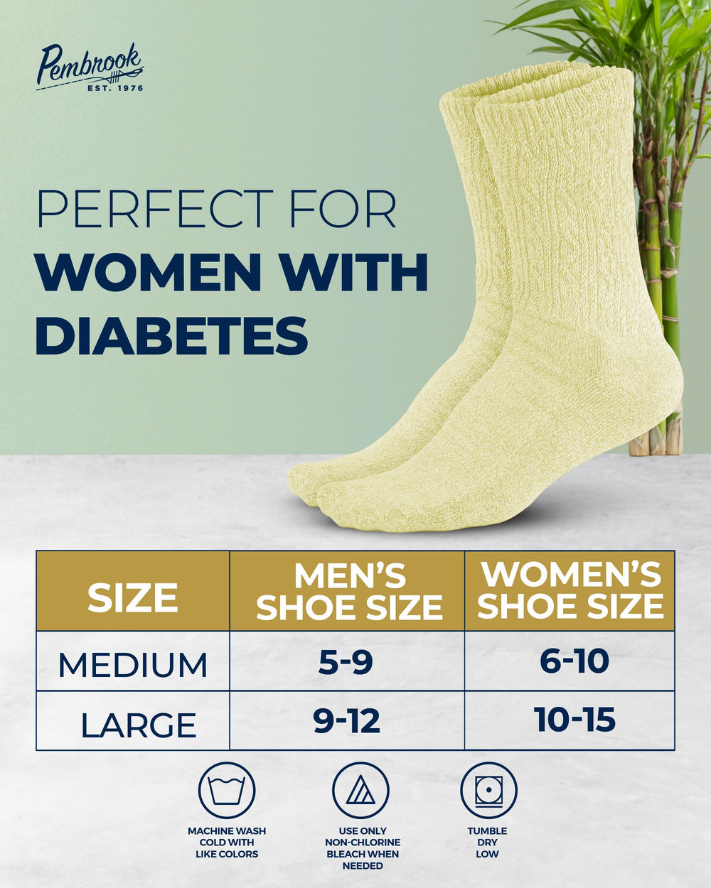 Pembrook socks machine-washable for easy care and long-lasting wear.