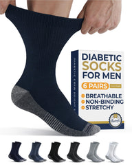 Pembrook diabetic socks for men in black with non-binding, all-day comfort.
