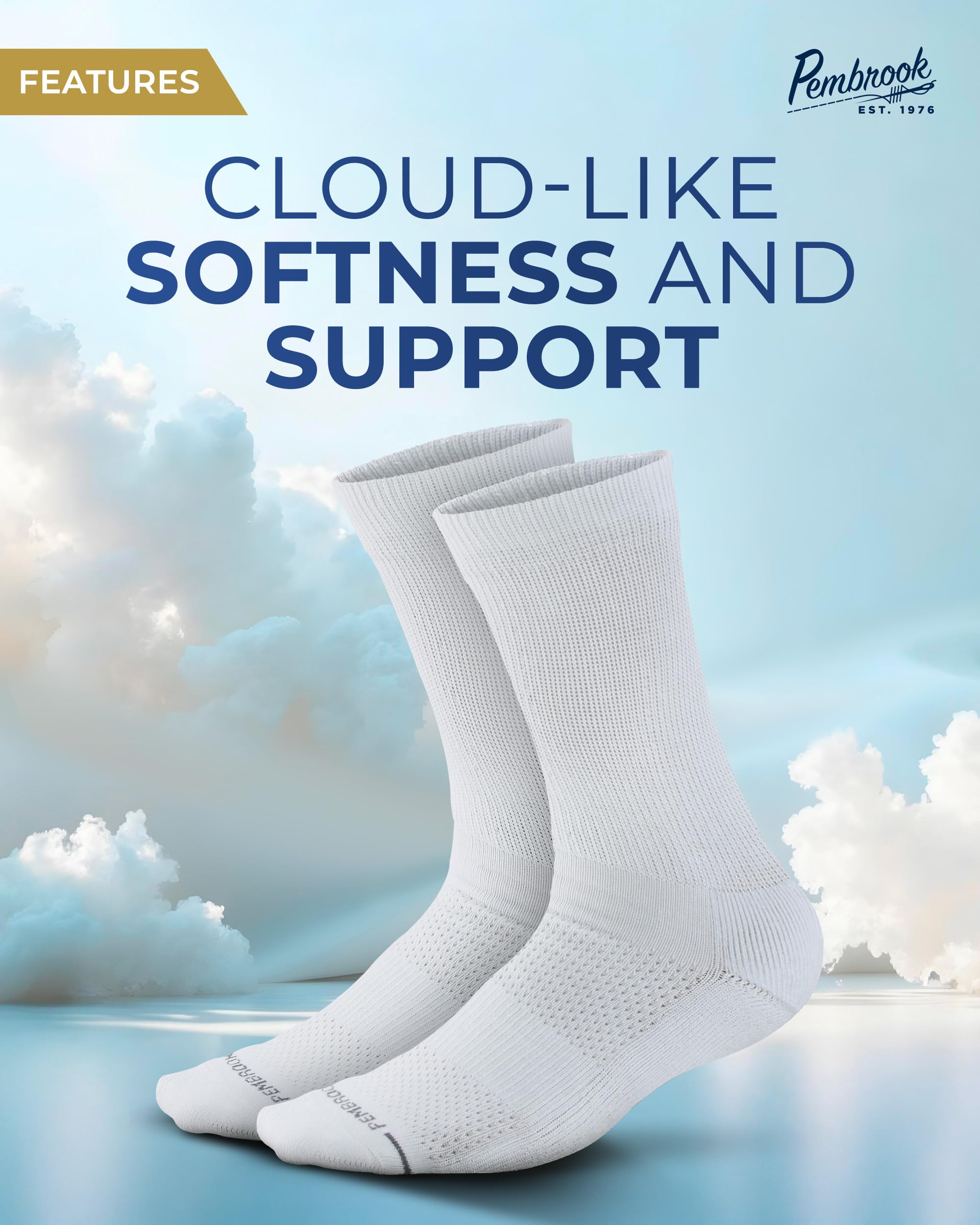Pembrook diabetic socks, heel detail, supportive fit for swollen ankles.