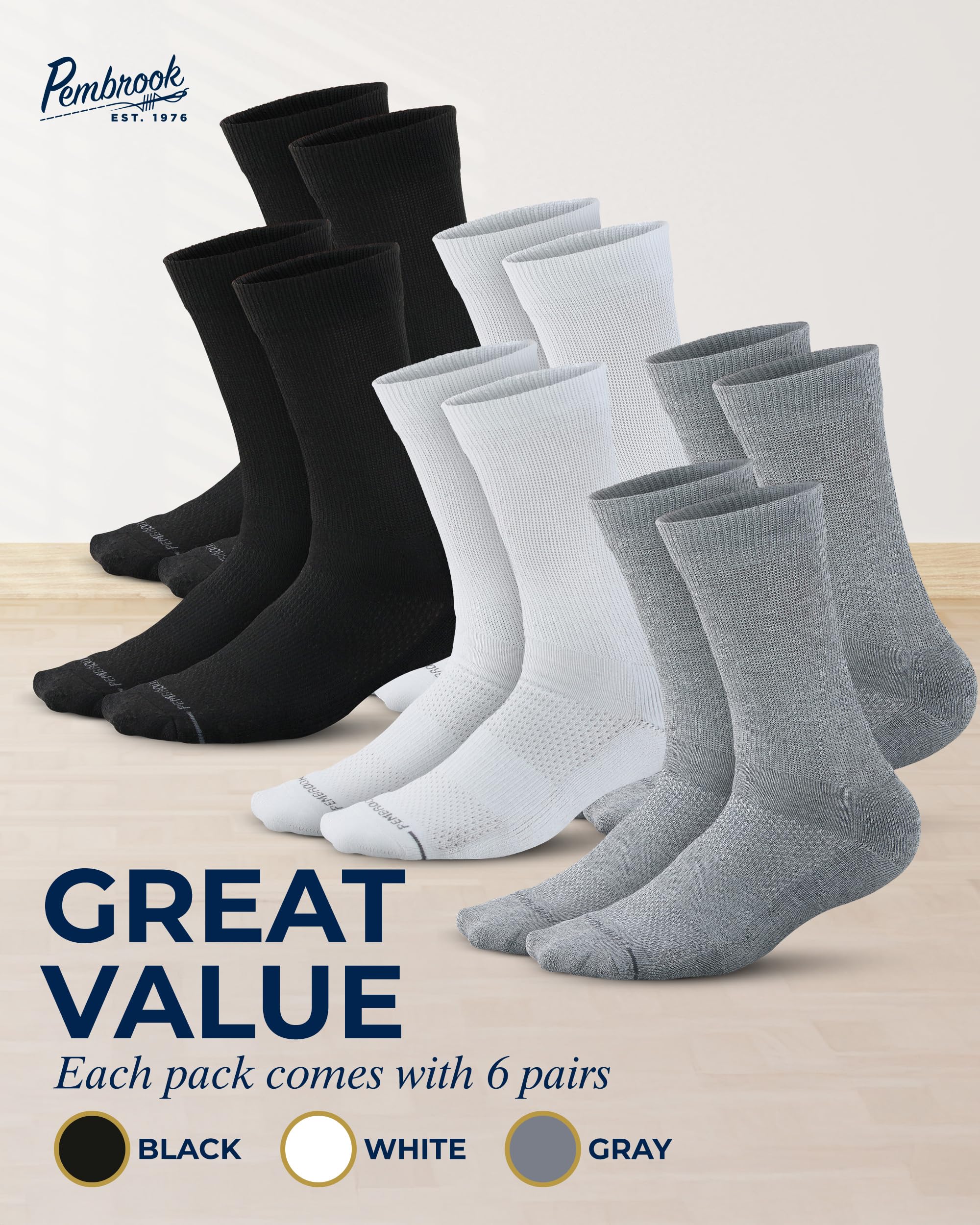 Pembrook diabetic socks, worn on foot, smooth finish and comfort.