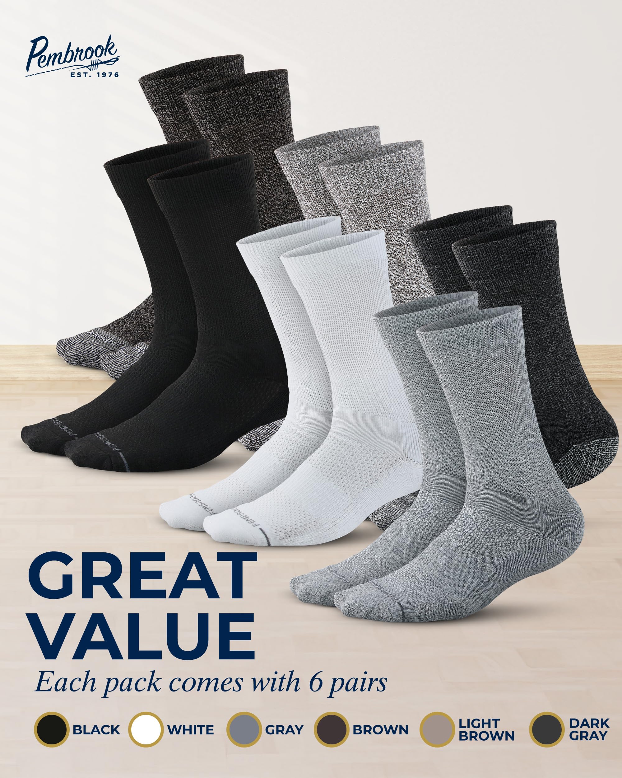Pembrook diabetic socks offer easy care with machine-washable fabric.