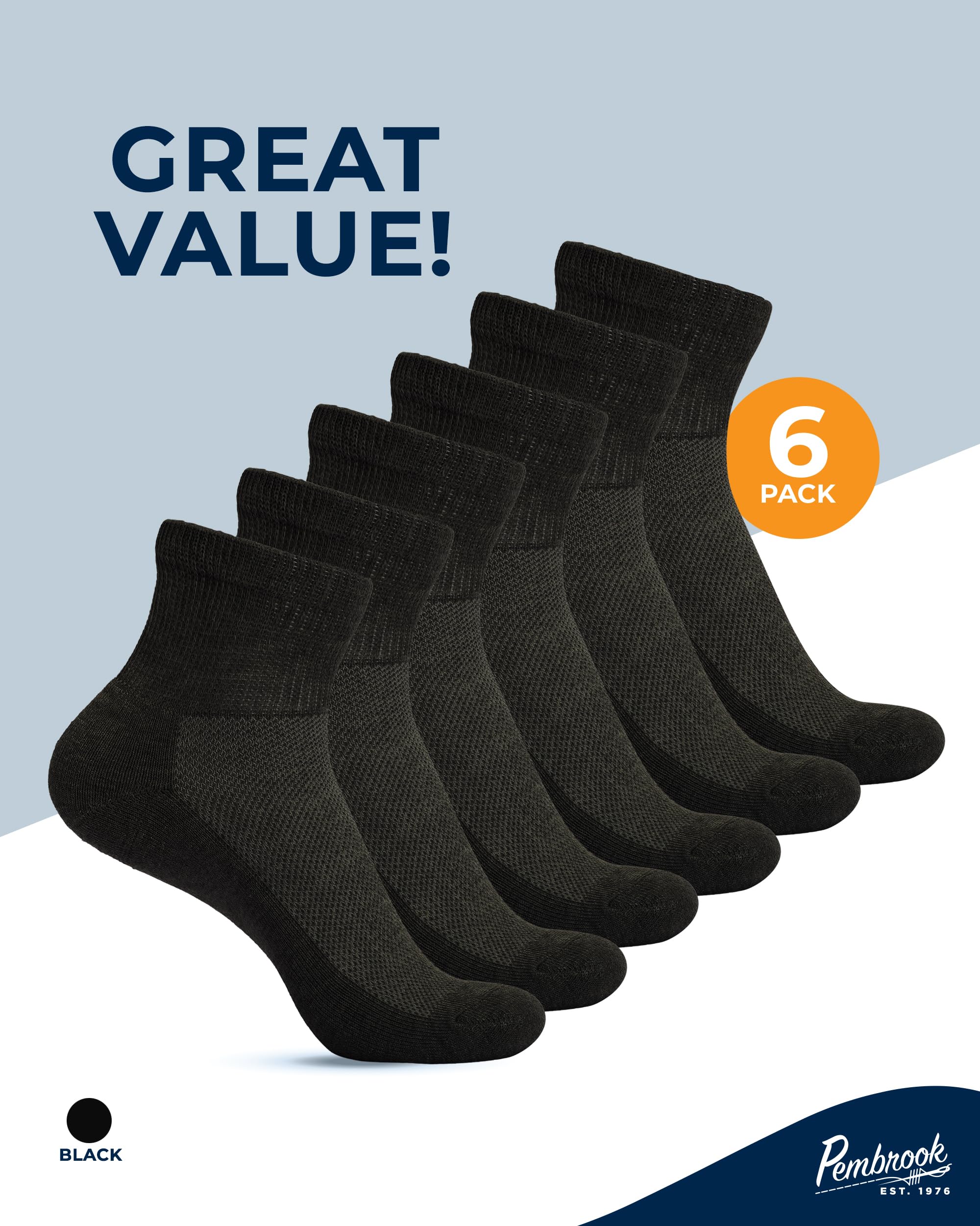 Pembrook moisture-wicking diabetic socks promote cool, comfortable feet.
