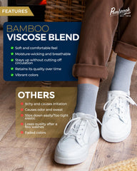 Pembrook moisture-wicking socks on feet illustrating dry, comfortable steps.