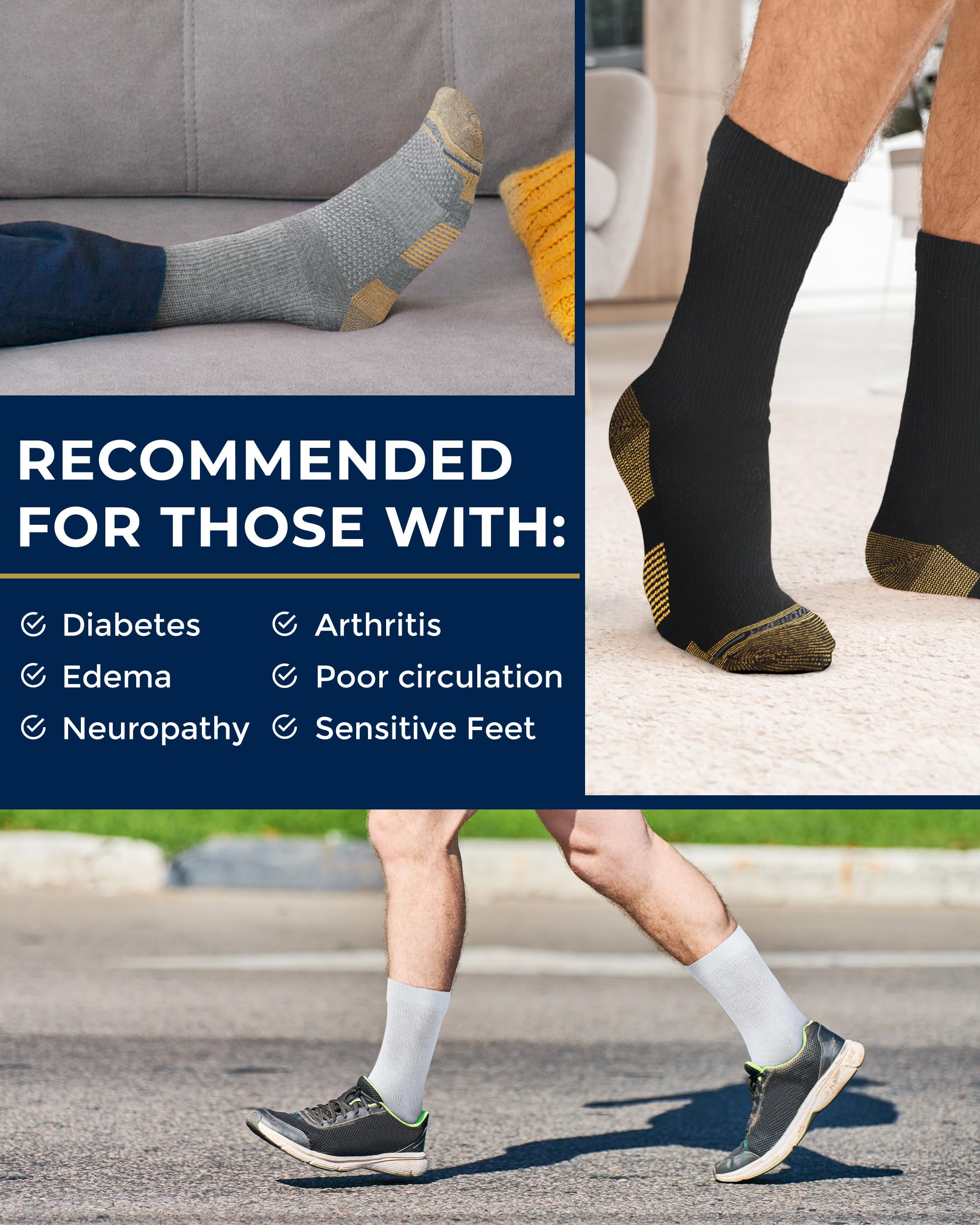 Pembrook diabetic socks stretch panel detail demonstrates non-binding fit.