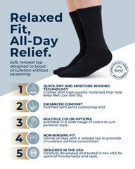 Pembrook diabetic socks with non-binding stretch demonstrating secure, comfortable fit