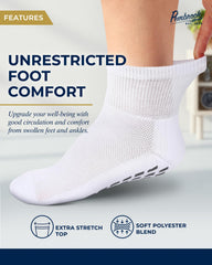 Pembrook diabetic socks non-slip quarter-length provide cozy ankle coverage.