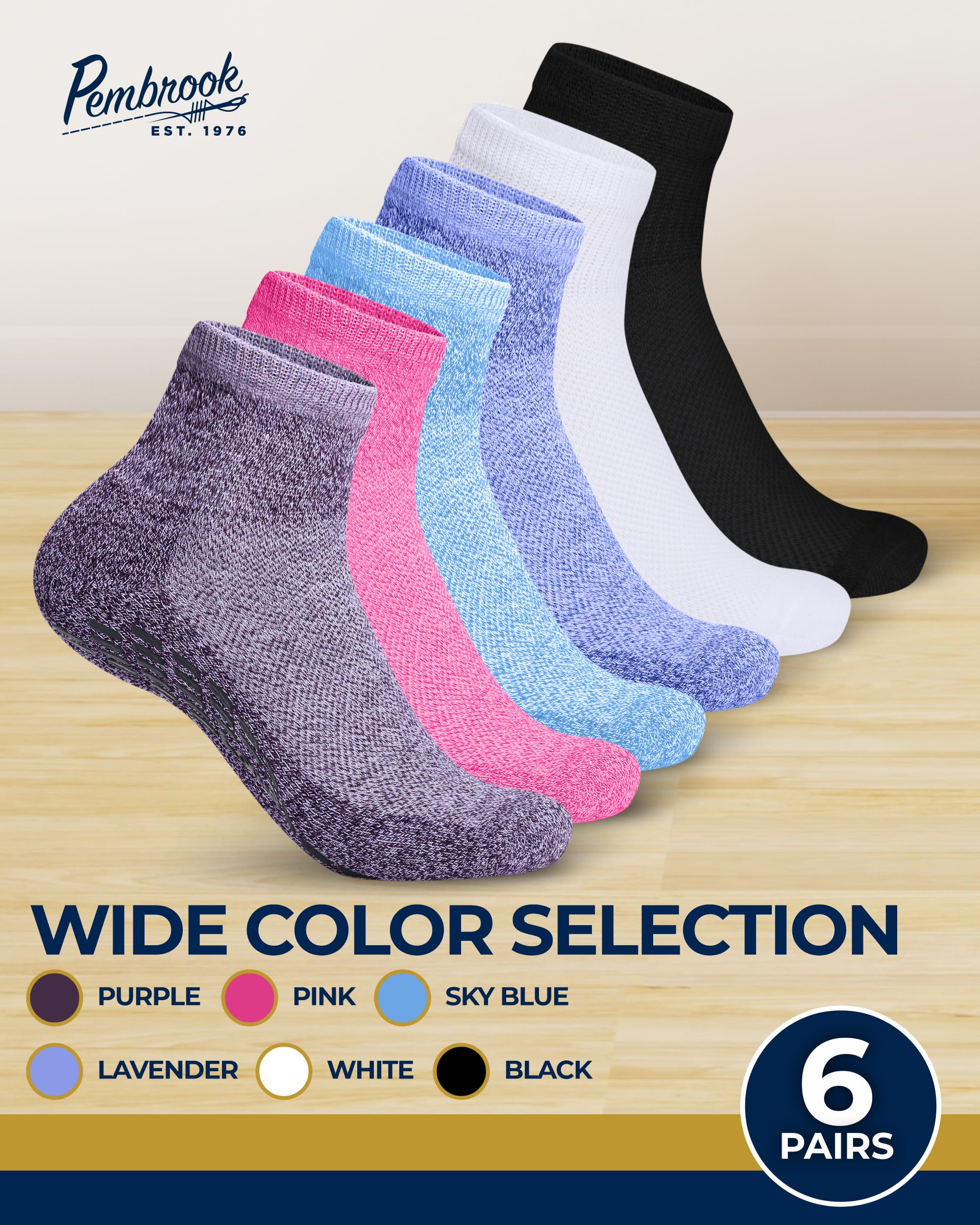 Pembrook diabetic socks made with odor-resistant yarn to stay fresh.