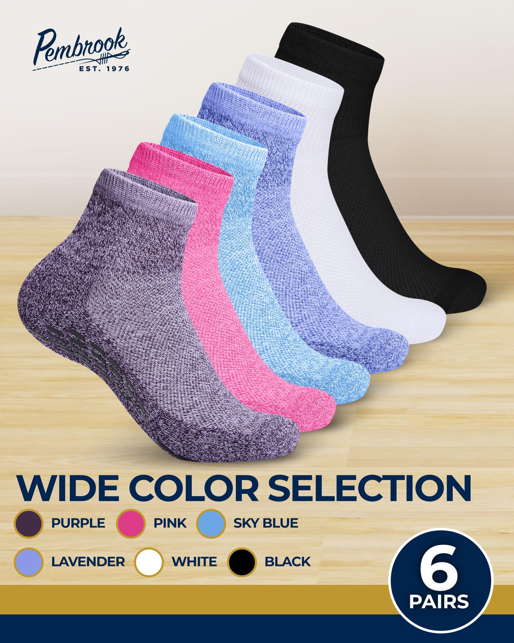 Pembrook diabetic socks made with odor-resistant yarn to stay fresh.