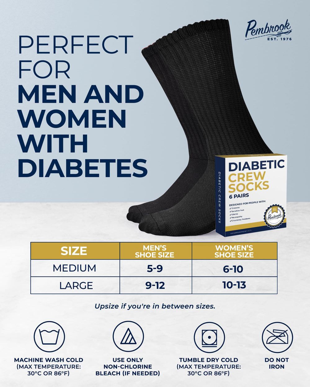 Pembrook socks combine performance blend materials for long-lasting comfort.