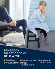 Pembrook Diabetic Socks seamless edge highlighting skin-friendly comfort for sensitive feet
