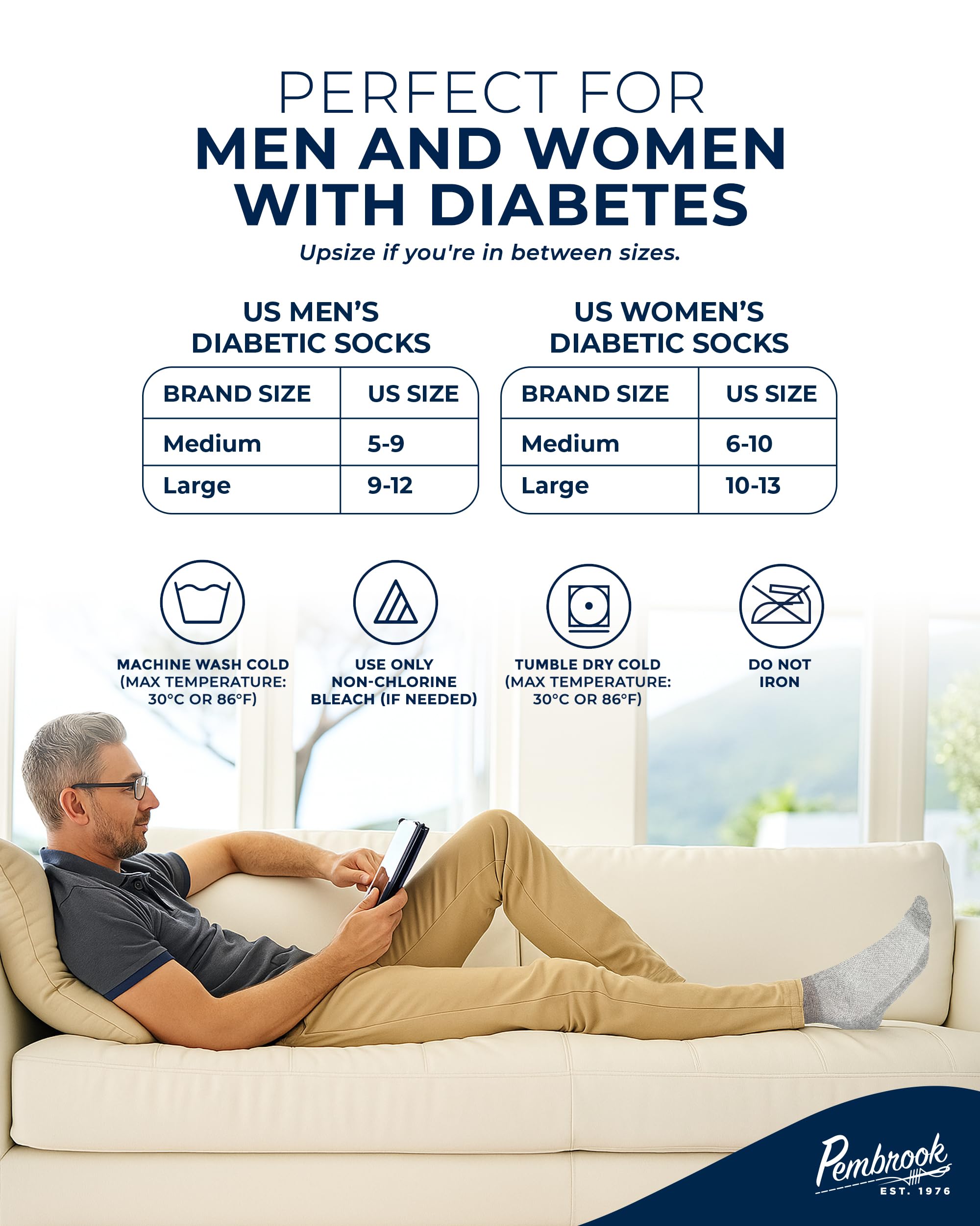 Pembrook diabetic socks with smooth toe seam reduce irritation during walking.